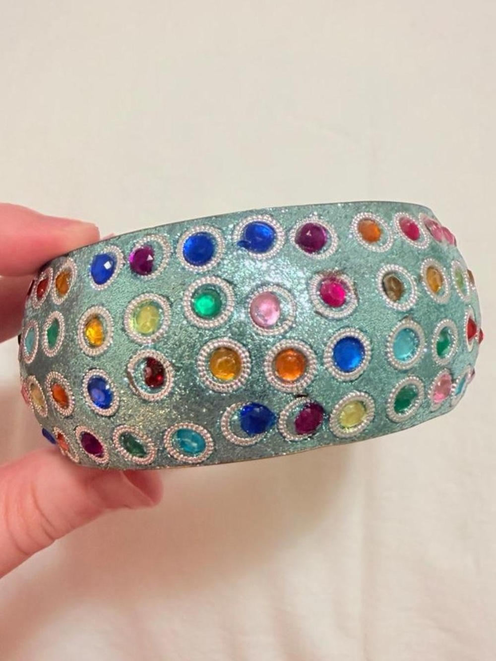 Colorful Multicolor Rhinestone Statement Cuff Bracelet - Picture 4 of 4